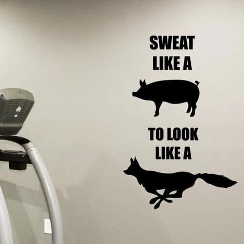 Fitness Motivational Gym Wall Decal Sweat Like A Pig Vinyl Sticker Mural Removable Interior Decor Self-adhesive Wallpaper E149