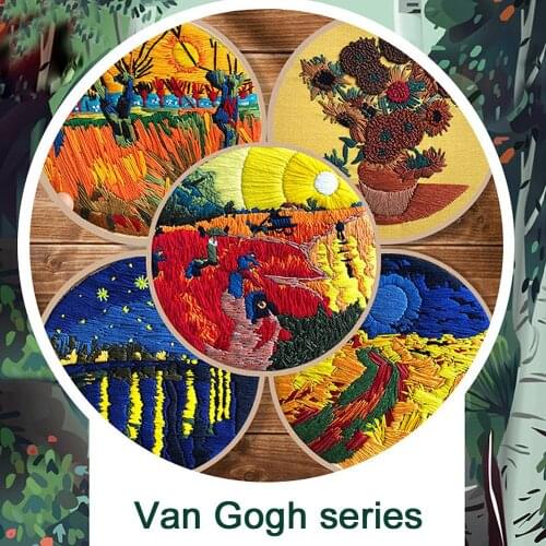 DIY Abstractionism Embroidery Handcraft Needlework Cross Stitch Kit Embroidery Painting Van Gogh Series Embroidery Home Decor