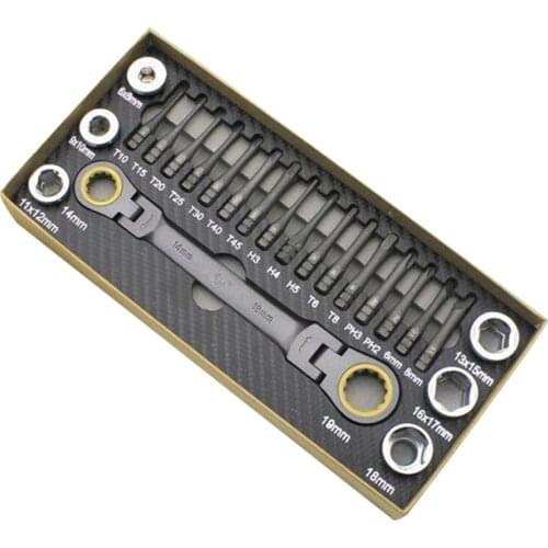 23-Piece Set Multifunctional Adjustable Ratchet Wrench Set Bicycle Repair Light Vehicle Repair And Screw Drive