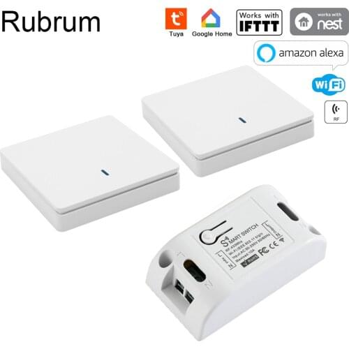 Rubrum 433Mhz Universal RF Relay Smart Life APP WiFi Switch AC 220V Tuya Wall Panel Work with Alexa Google Light Celiing Lamp