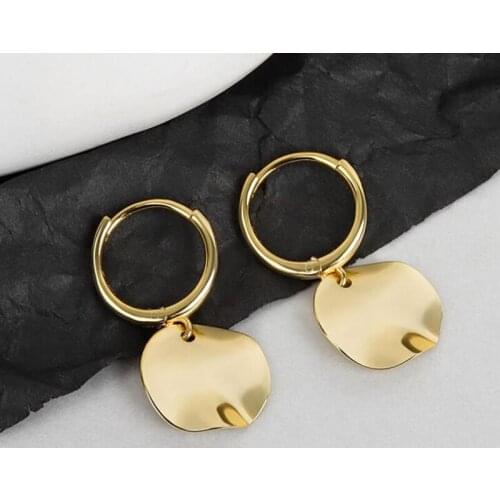 2021 New Silver Color Earrings Charm Women Trendy Jewelry Round Gold Party Accessories Gifts Round Gold Earring