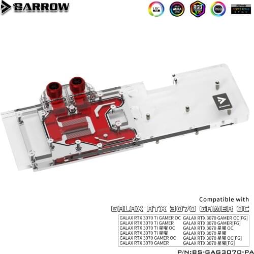 BARROW Full coverage Water Block use for GALAX RTX 3070 GAMER OC GPU Card copper radiator block 5V 3PIN Header A-RGB