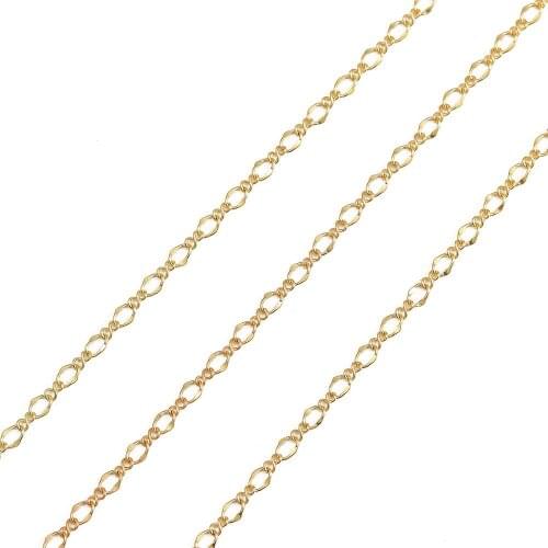 18K Gold Plated 1Meter Width 3mm Link Chains Bulk Necklace Chain Bracelet Findings For Jewelry Making DIY Accessories