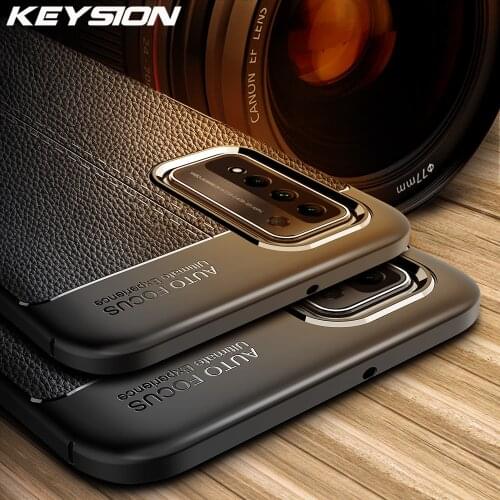 KEYSION Shockproof Case for Huawei P Smart 2021 2019 leather texture soft silicone Phone Back Cover for Huawei Y7A Y9A Y8S 2020