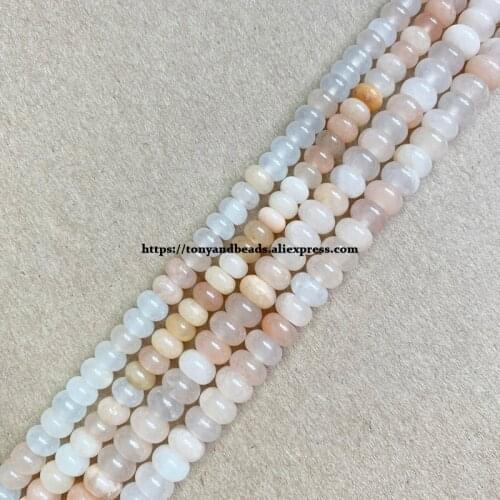 2lots more 10% off ! Natural Stone Smooth Rondelle Lt Pink Aventurine 7" Loose Beads 4X6 5X8mm Pick Size For Jewelry Making DIY