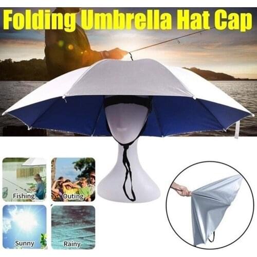 Fishing Foldable Head Umbrella Hat Anti-Rain Anti-UV Outdoor Fishing Caps Portable Travel Hiking Beach Fishing Umbrella