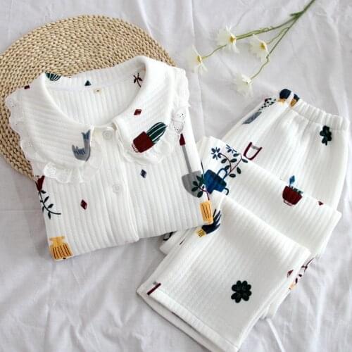 Fdfklak Loose Long Sleeve Pijama Female Pajama Set Pyjamas Cotton Pajamas For Women Sleepwear Homewear Sleep Lounge Autumn