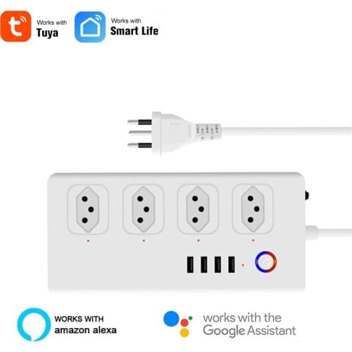 Tuya WiFi Brazil Power Board With USB Socket Smart Home Plug Extension Cord Smart Life APP Control Work Google Home