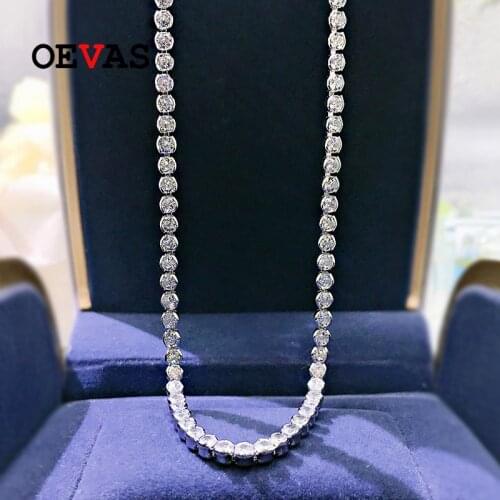 OEVAS 100% 925 Sterling Silver 3mm Full High Carbon Diamond Pendant Necklace For Women Sparkling Wedding Fine Jewelry Wholesale