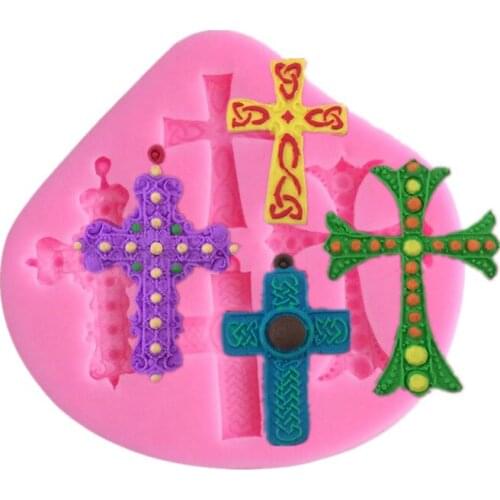 1PC NEW angel Food Grade Fudge Cake Cookie Silicone Mold Cross Reverse Polymer Clay Chocolate Decoration Tool 9.8*9.1*1CM