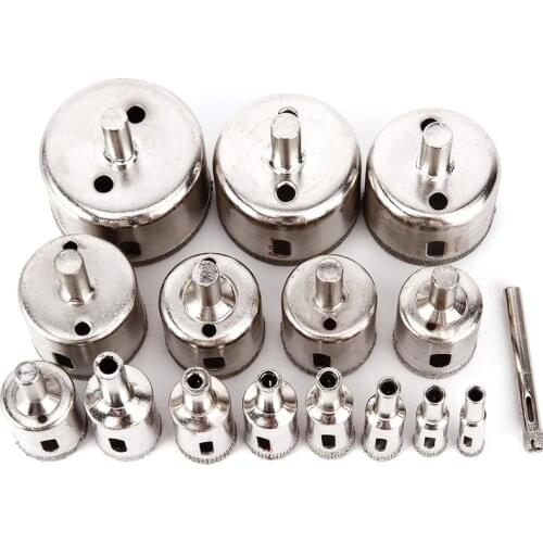 16pcs 6-50mm Diamond Holesaw Set Hole Saw Cutter Diamond Drilling for Tile Glass Marble Ceramic