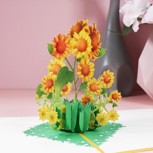3D Pop-Up Flower Floral Greeting Card for Birthday Mothers Fathers Day Wedding