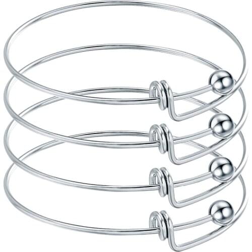 5pcs Men and Women Stainless Steel Blank Adjustable Telescopic Wire Bracelet Bracelet DIY Charm Bracelet Jewelry
