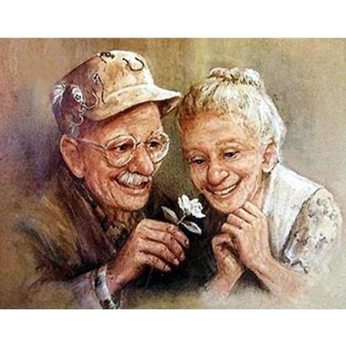 5D DIY Diamond Painting Old Couple Cross Stitch Kit Full Square Diamond Embroidery Cartoon Mosaic Picture of Rhinestones Decor