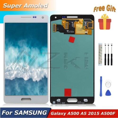 Amoled For SAMSUNG Galaxy A5 2015 A500 LCD Display Touch Screen A500fu Replacement A500F A500M Digitizer Assembly With Frame