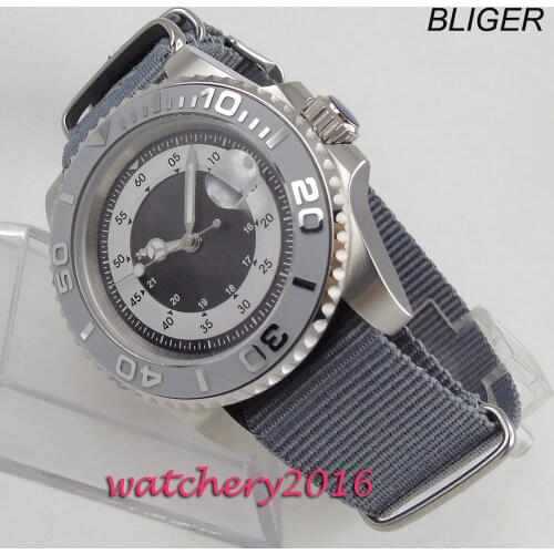 NEW 40mm Sterile Dial Rotating Ceramic Bezel Luminous hands Date Bliger mens Watch nylon strap Automatic Movement mens Watch