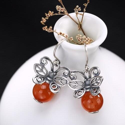 Pure silver Mosaic do old south onyx ms butterfly style restoring ancient ways of high-grade pendant earrings wholesale