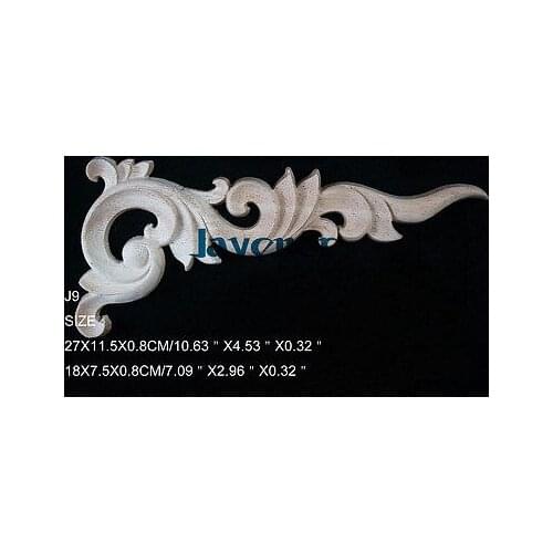 J9- 18x7.5x0.8cm Wood Carved Corner Onlay Applique Unpainted Frame Door Decal Working carpenter Decoration