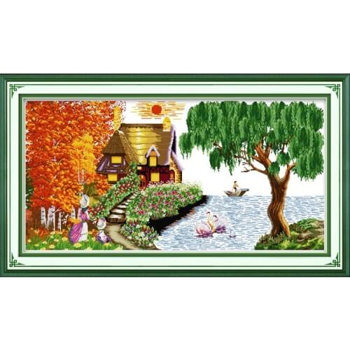 Everlasting Love Dream Homes Chinese Cross Stitch Kits Ecological Cotton Stamped Printed 11CT DIY Christmas Decorations For Home
