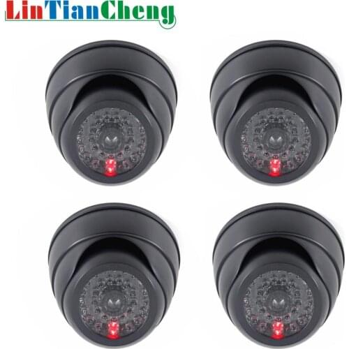 LINTIANCHENG 4pcs Outdoor Indoor Video Surveillance Dummy Dome Fake Camera with Flashing Red LED Light CCTV For Security