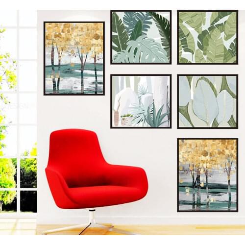 Fleshy Green Leaves Wall Sticker 87*71CM Wall Pictures for Living Room Bedroom Decor Stairs Landscape Painting Wall Decals