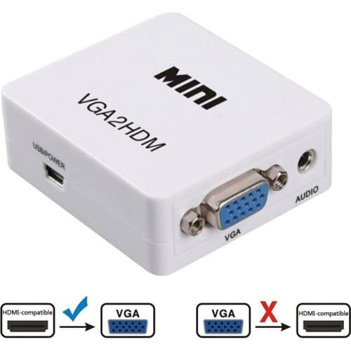 Mini HD 1080P HDMI-compatible to VGA Adapter Converter for PC Laptop Tablet Displayer Portable Audio Adapter for Notebook HDTV