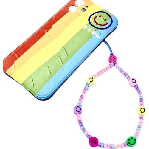 Fashion Trendy Colorful Acrylic Beads Mobile Phone Chain For Women Girls Cellphone Strap Anti-lost Lanyard Hanging Cord Jewelry