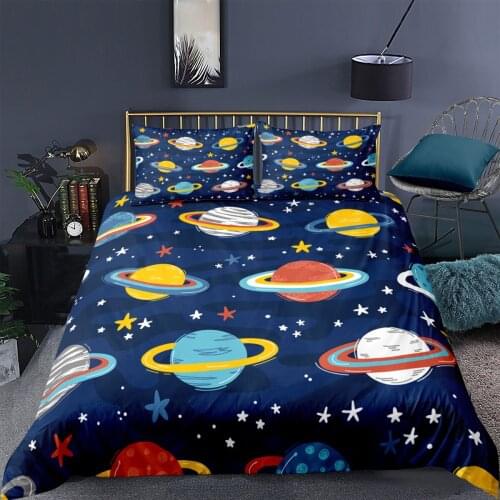 Cartoon 3D Cosmic Sky Sun And Star Printed Duvet Cover Bedding Set Pillowcase Child Kid Adult Home Textiles Quilt Cover King