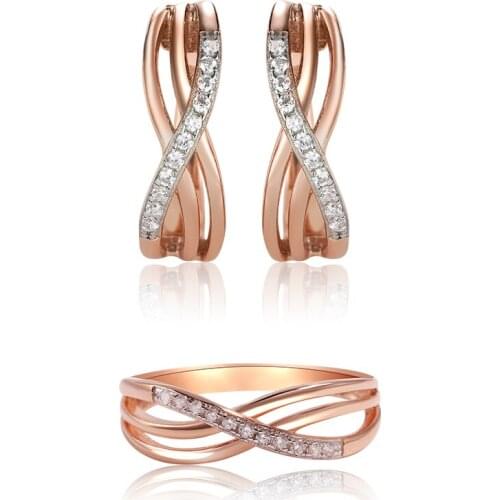 Real 925 Sterling Silver Jewelry Sets For Women Crystal Cubic Zirconia Micro Gift Engagement Promise Jewelry Rose Gold Plating