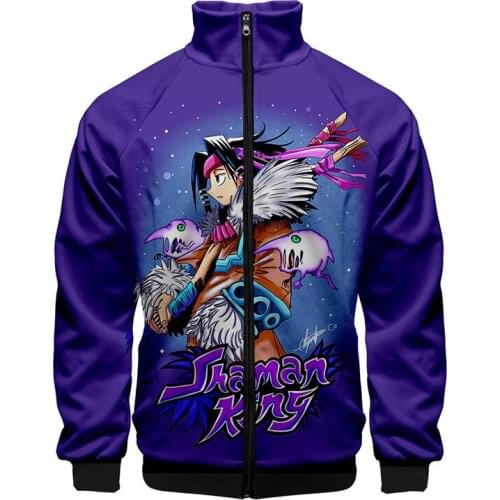 New Shaman King Japan Cartoon 3d Stand Collar Hoodie Men Women Zipper Hoodies Jacket Long Sleeve Anime Harajuku Sweatshirts Tops
