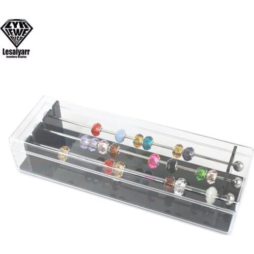 Acrylic Charm Beads and Findings Display Tray Box for Troll Bracelet Necklace Pearl Vintage Jewelry Bead Storage Organizer Case