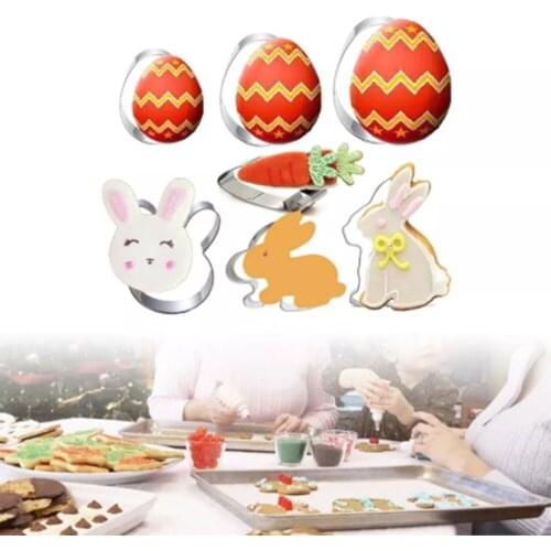 Easter Rabbir Eggs Carrot Cookie Stainless Steel Mold Easter Kitchenware Cookie Cutter DIY Bake Decor Pastry Modelling Tools