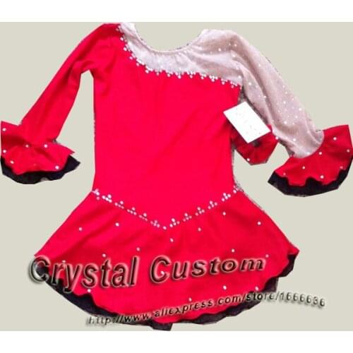 Custom Ice Figure Skating Dresses For Women Red New Brand Vogue Figure Skating Dress Competition Dress DR2518