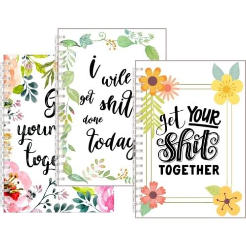 Get Tour Shit Together Spiral Notebook Floral Cover Motivational Unique Note Book Budget Checklist Journal Diary Inspiring Quote