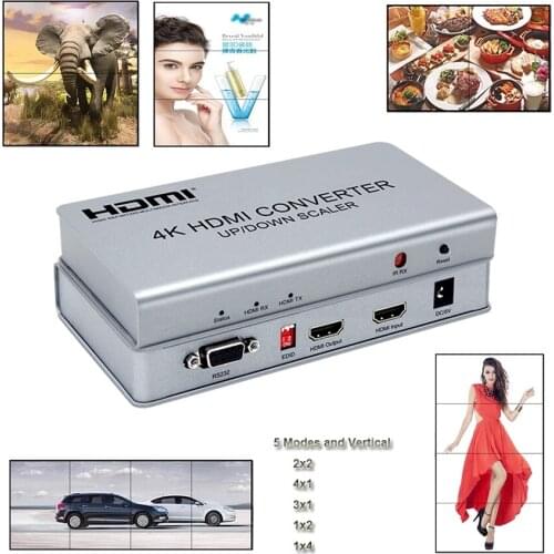 4K HDMI Converter Up/Down Scaler 720P 1080P for Video Wall combine with 1 splitter and 4 converters support five splicing modes