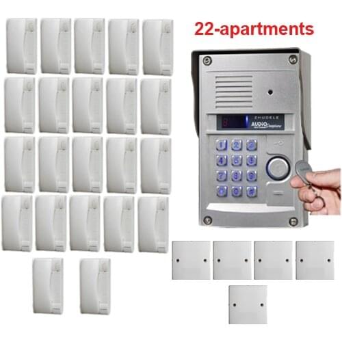 ZHUDELE Top quality luxury interphone home intercom system audio door phone for 22 apartments Metal outdoor station in stock