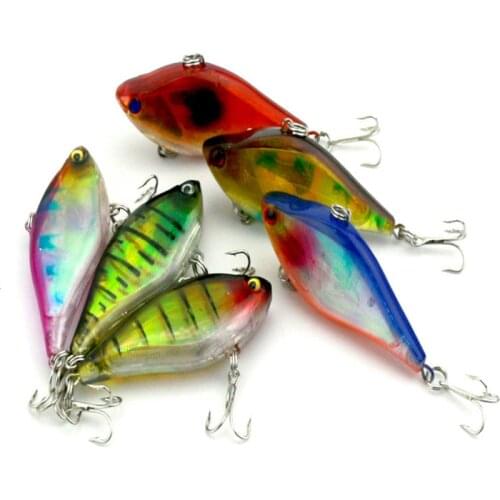 Fishing lures Hard Bait 1PCS Vibration 6cm/13.1g 8# hook Multi colors VIB Plastic Vibe Rattle Hooks Crankbaits random color
