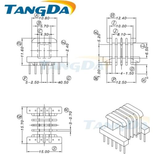 Tangda EE EE16 Type 6+6 pin 12P Bobbin magnetic core+skeleton ferrites Power Transformer PC40 DIP 4 groove More slot horizontal