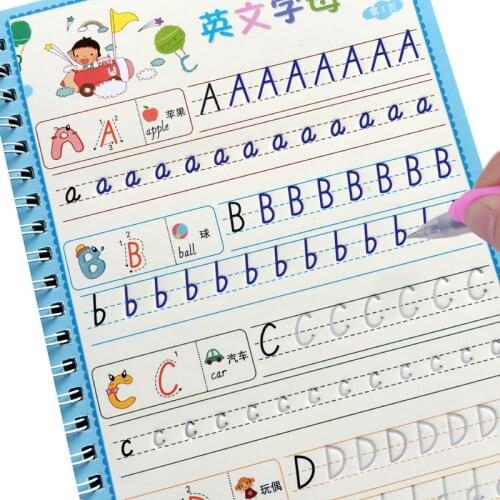 4Books Children Calligraphy Copybook Writing English Letters Kids Learning Arithmetic School Painting Practice Art Copybook 2020