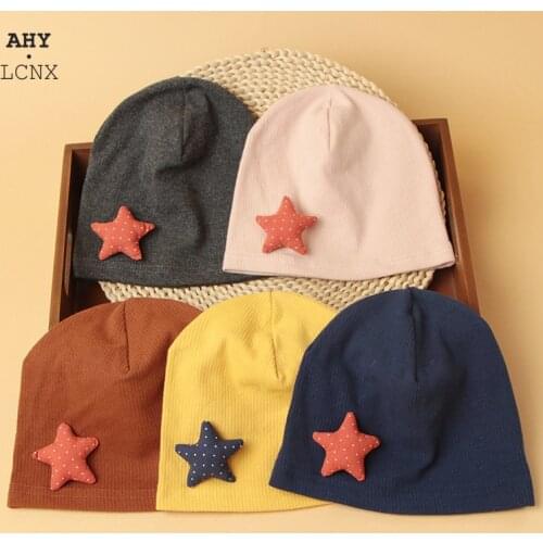 Spring Autumn Thin Childrens Hat Beanie Single Layer Cute Star Cotton Knitted Baby Boys Girls Hats Kids Cotton Infant Beanies