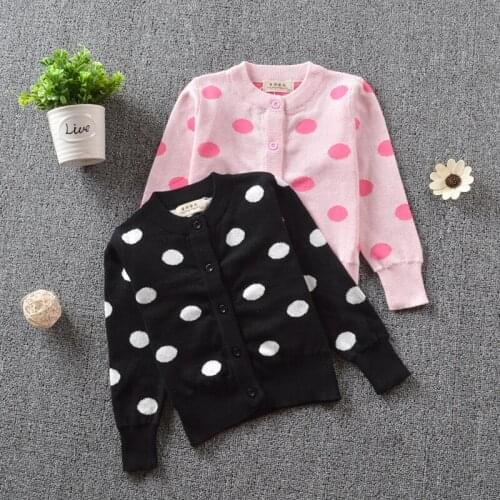 Spring autumn Knitted Cardigan Sweater Baby Children Clothing Girls Polkdot Sweaters Kids Spring Wear baby clothes winter TP052