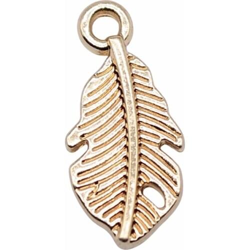 WYSIWYG 10pcs 15x7mm KC Gold Color Feather Charms Pendant For Jewelry Making Earring Making Accessories