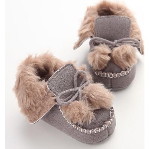 Winter Warm Lovely Baby Girl Boy Cotton Plush Snow Boots Winter Booties Infant Toddler Newborn Bandaeg Ball Crib Shoes 0-1Y