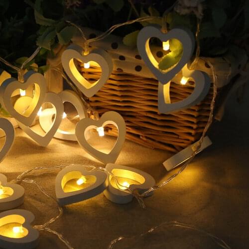 String lights LED wooden love light string 10LED battery style outdoor indoor bedroom window Christmas tree decoration 1pcs