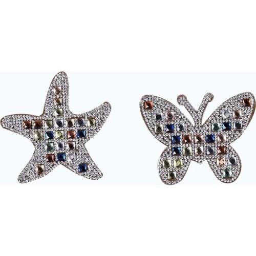 1 PC New Rhinestone Patches Hotfix Shiny Butterfly Star Iron-On Applique Garment Accessory Jeans Bag Hat DIY For Girl Decor