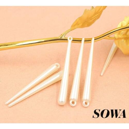 100pcs/Lot Length 50mm Color Ivory Imitation Pearls ABS Resin Effect 3D Maple Designed Beads For Making Jewelry DIY