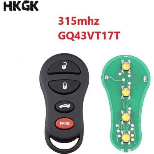 3/4 Buttons Car Remote Key 315Mhz For CHRYSLER CONCORDE 300M 2001 2002 2003 2004 Keyless key FCC ID GQ43VT17T