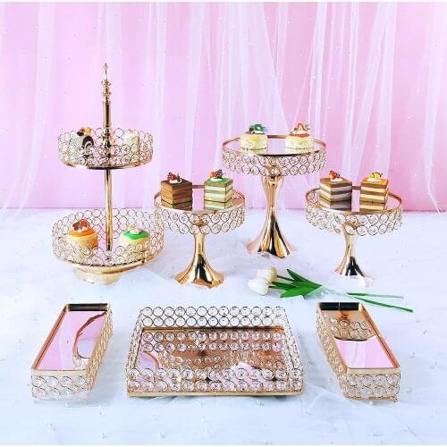 4-8pcs Crystal cake stand Wedding Dessert Tray Cupcake Pan cake display table decoration Party
