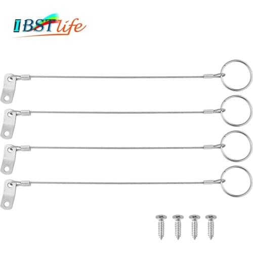4PCS Stainless Steel 316 Lanyard Cable Safety Tether Wire for Loss Prevention 1 Loop with Quick Release Ring & Rubber Coating