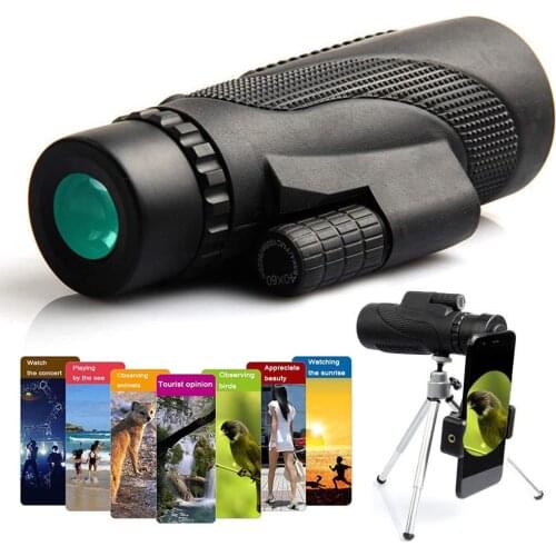 9600m Portable 40x60 Monocular Telescope Waterproof Travel Smartphone Spotting Scope 12X BAK4 Telescope with phone connecting